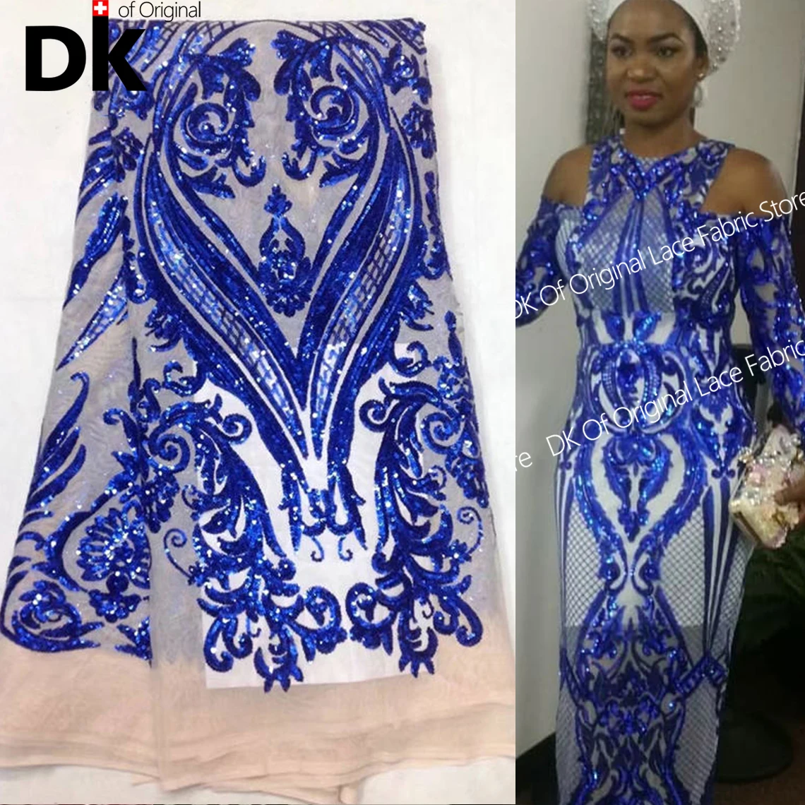 2020 New Design African Lace Fabric High Quality Lace Material Sequins Net Lace Nigerian Lady Evening Party Sequin Tassel