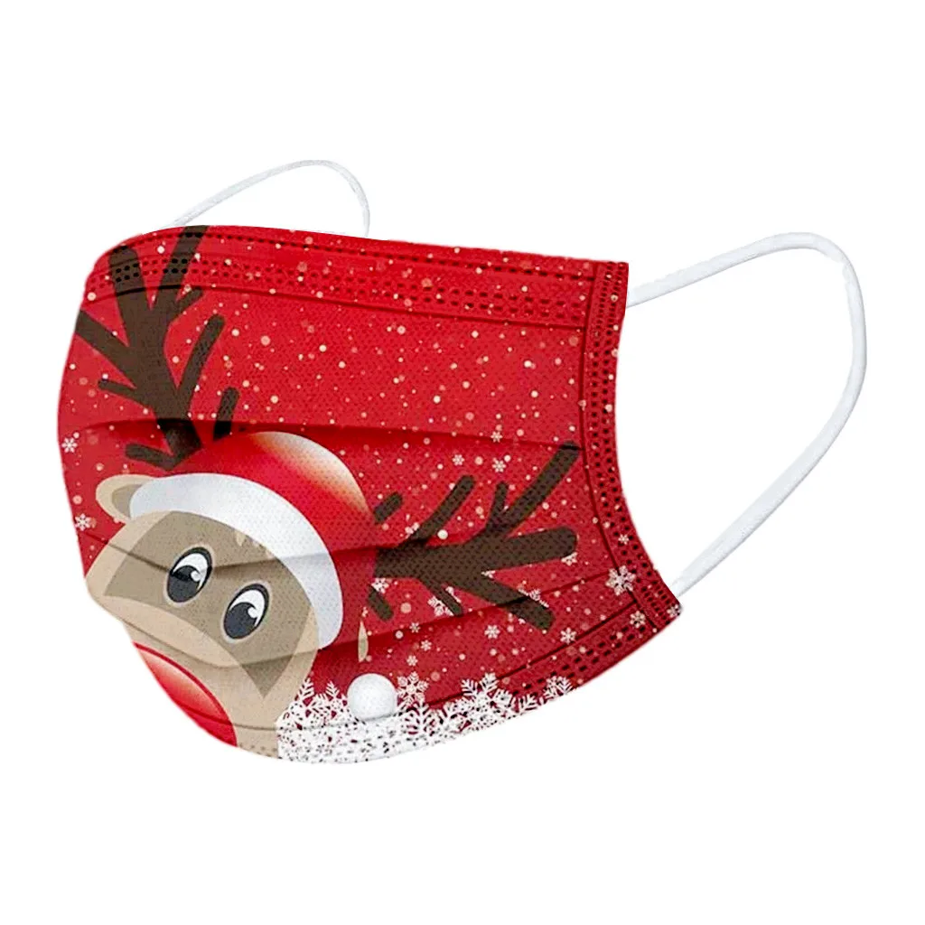 10pc Christmas Mask Adults Disposable Face 3-layer Non-woven Fabric Party Masks Breathable Mascarillas Facial New | Красота и
