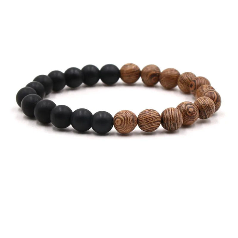 

New Charm 8mm blue purple Natural stone bead Bracelet Bangle Double color bracelet for Men&Women fashion DIY Trendy Jewelry gift