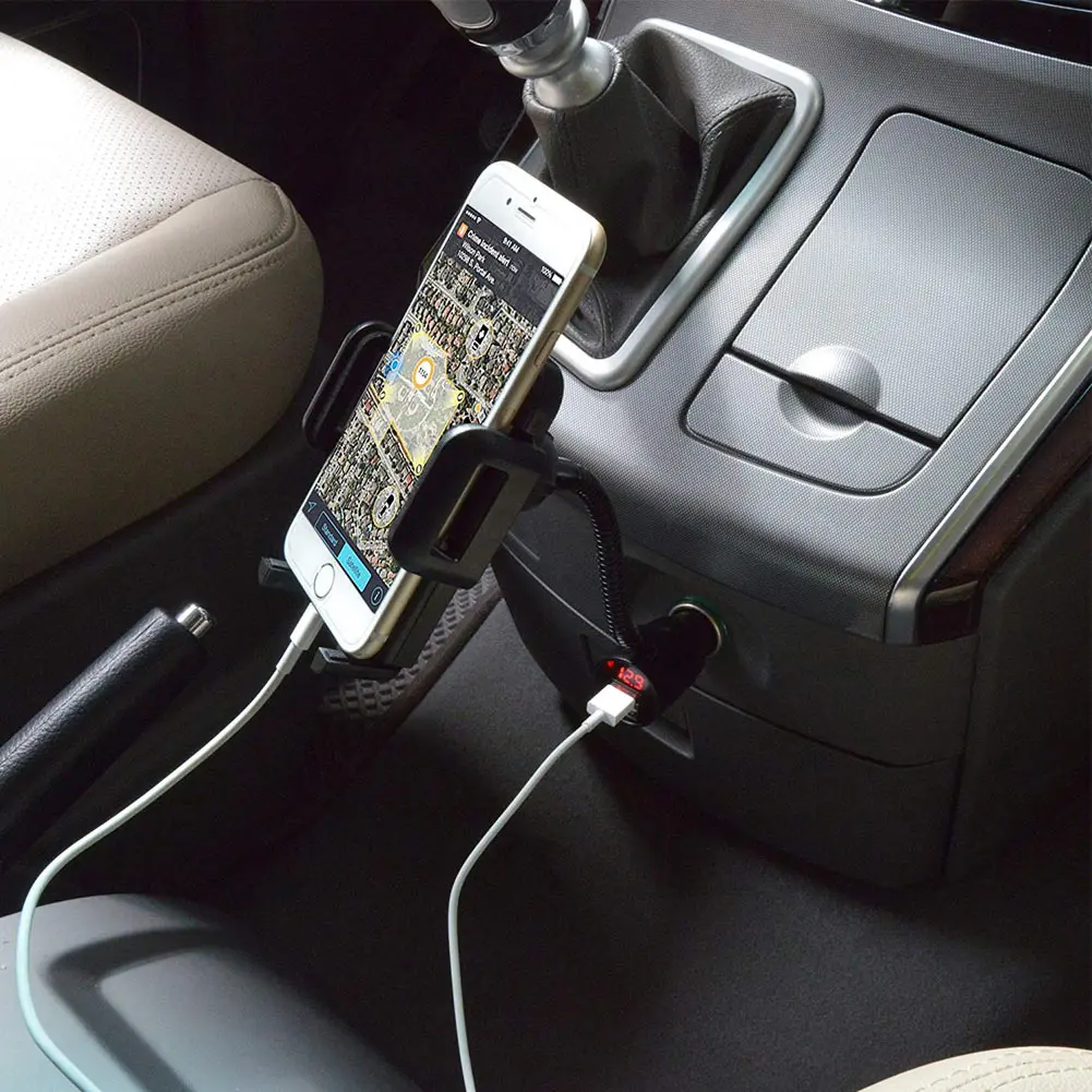 Автомобильный держатель 3 в 1 с детектором напряжения прикуривателя и двумя USB