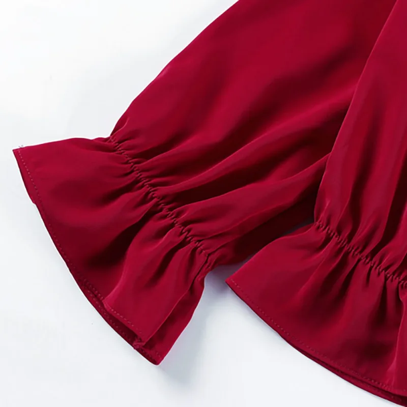 

B 2020 Retro Sexy Blouse Women Temperament V Neck Shirt Solid Color Vintage Blouses Long Sleeve Casual Blusas Mujer De Moda Top