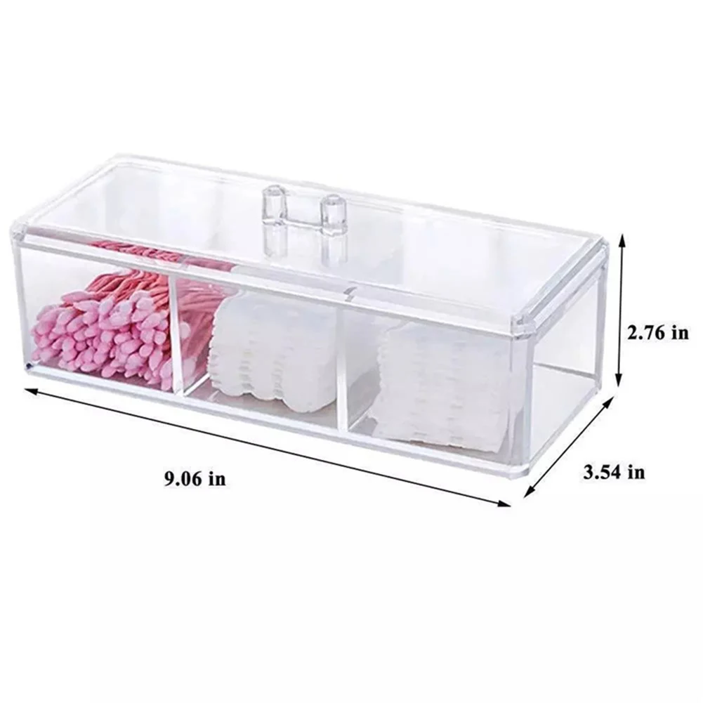 

Transparent Cosmetic Storage Box Makeup Organizer Three-color Cotton Swab Cotton Pad Storage Box Desktop Acrylic Material