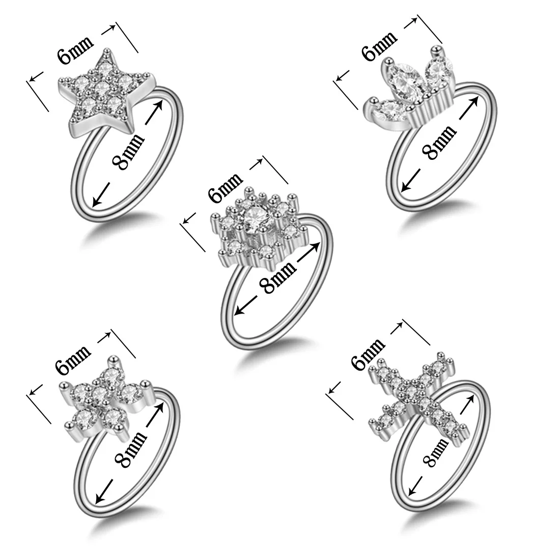 Серьга-Кольцо из хирургической стали маленькие серьги-кольца с кристаллами для