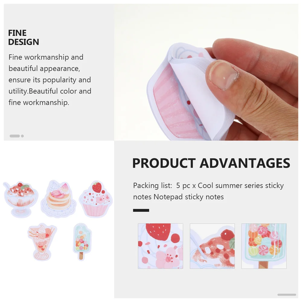 

5pcs Study Note Paper Students Scrapbook Paper Office Pad Paper (Assorted Color)