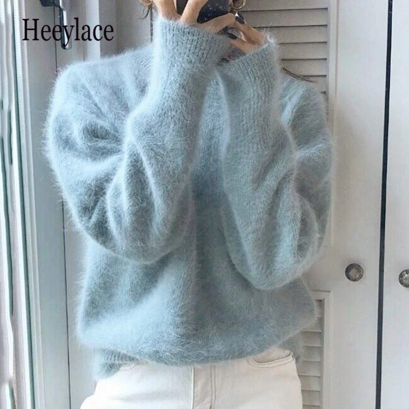 

Women Soft Sweater 2020 New Autumn Winter Loose Korean Pullover Sweaters Ladies Fluffy Pull Knitted Tops Femme
