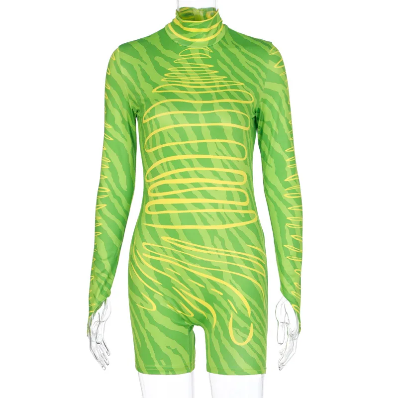 

Women's Long-Sleeved Finger Stall Printed Jumpsuit One-Piece Trousers Autumn Fashion Jumpsuit bodysuit women