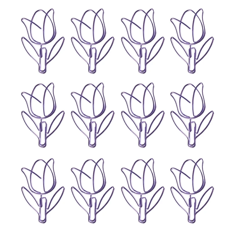 12 шт./кор. фиолетовый Бумага клип в форме тюльпана формы Закладка для книги