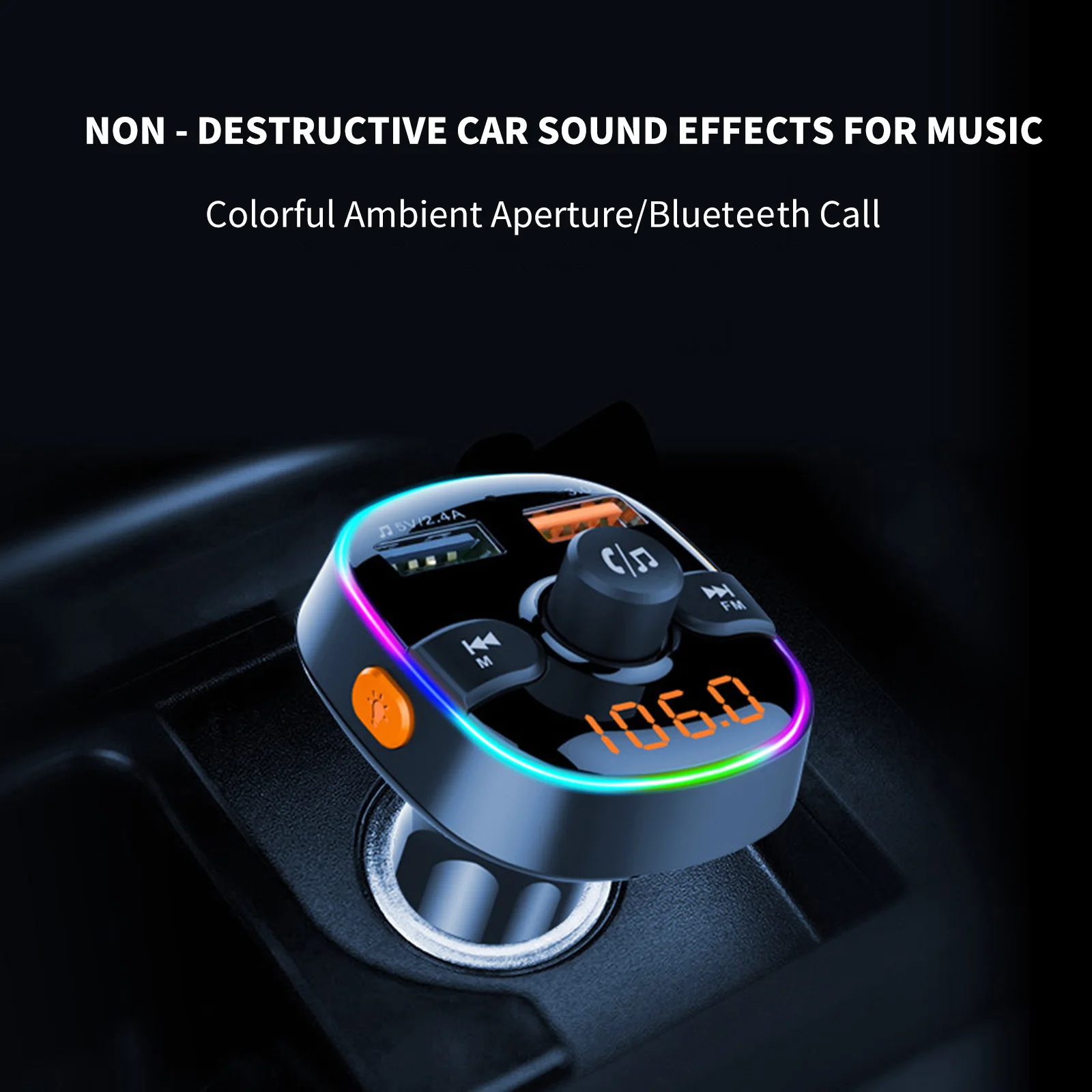 

Onever New Hands-Free Bluetooth Car FM Transmitter Wireless Quick Charge MP3 Player Dual USB Ports Support U Disk TF Card