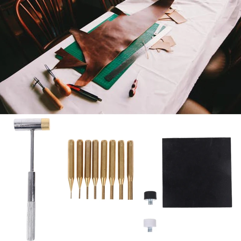 8pcs Brass Punch with Hammer Bench Block Repair Tools Kit for Gunsmithing Armorers Watch Jewelry Crafts | Дом и сад