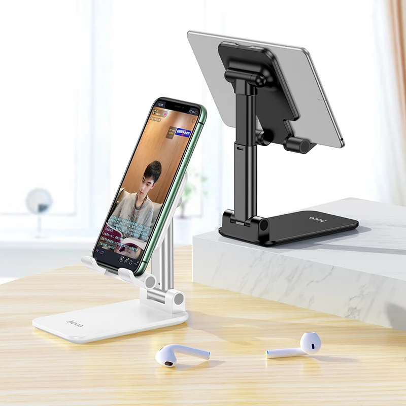 hoco desk mobile phone holder foldable extend support for iphone samsung adjustable angle mobile phone holder for ipad tablet free global shipping