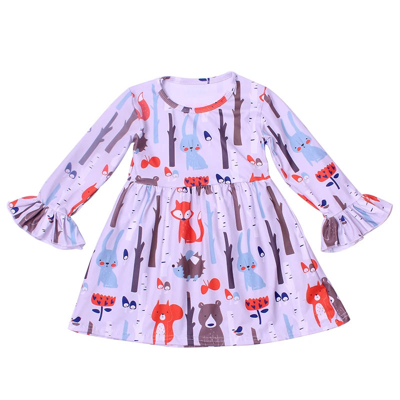 Эксклюзивные Детские платья для девочек; платье принцессы для малышей; платье с длинными рукавами и рисунком из мультфильма для девочек; сезон весна-осень; платье с цветочным узором и вышитым единорогом - Цвет: 22