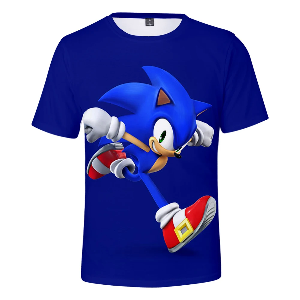 Футболка с ежиком Sonic для мальчиков и девочек Повседневная летняя Мягкая