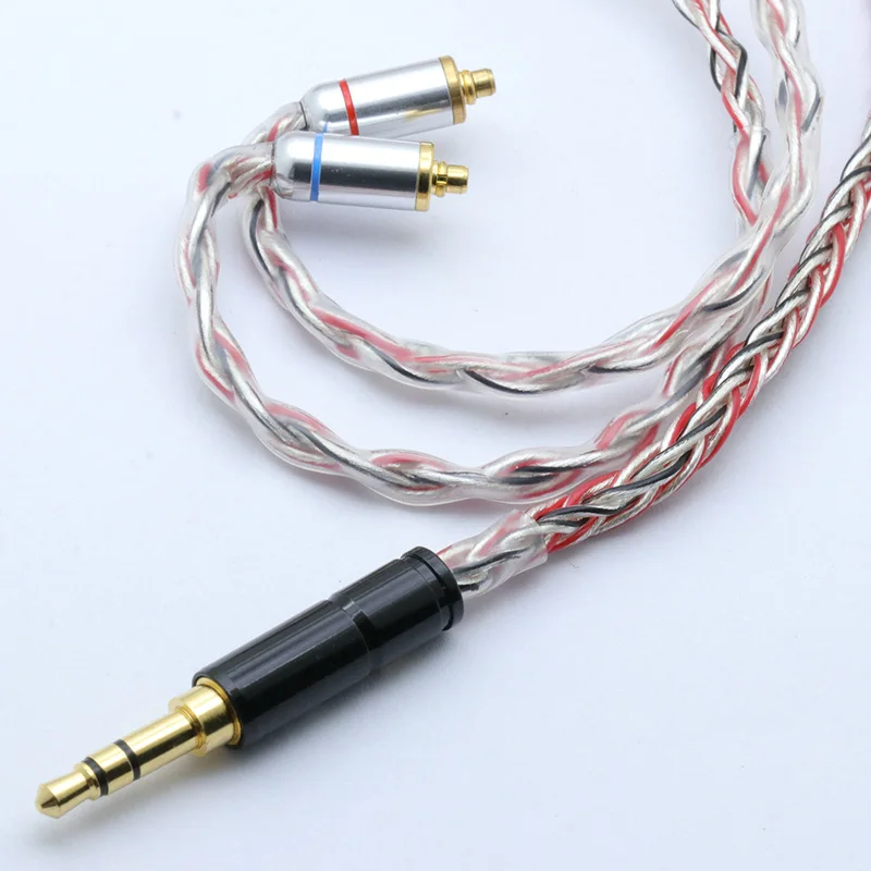 1,2 M 1,0 мм x 8 Core HIFI посеребренный обновленный кабель 3,5/2,5 Разъем MMCX/2Pin разъем для улучшения глубины саундстажа и присутствия