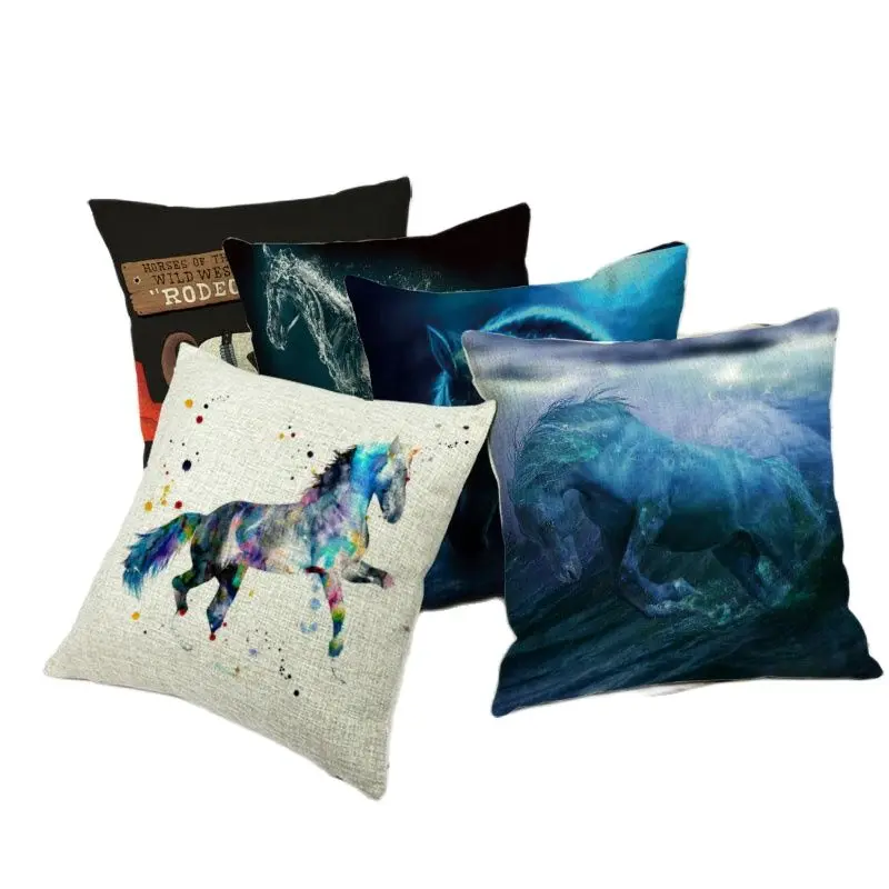 Наволочка серии животных 43*43 см ковбойская и скакающаяся лошадь дизайн домашний