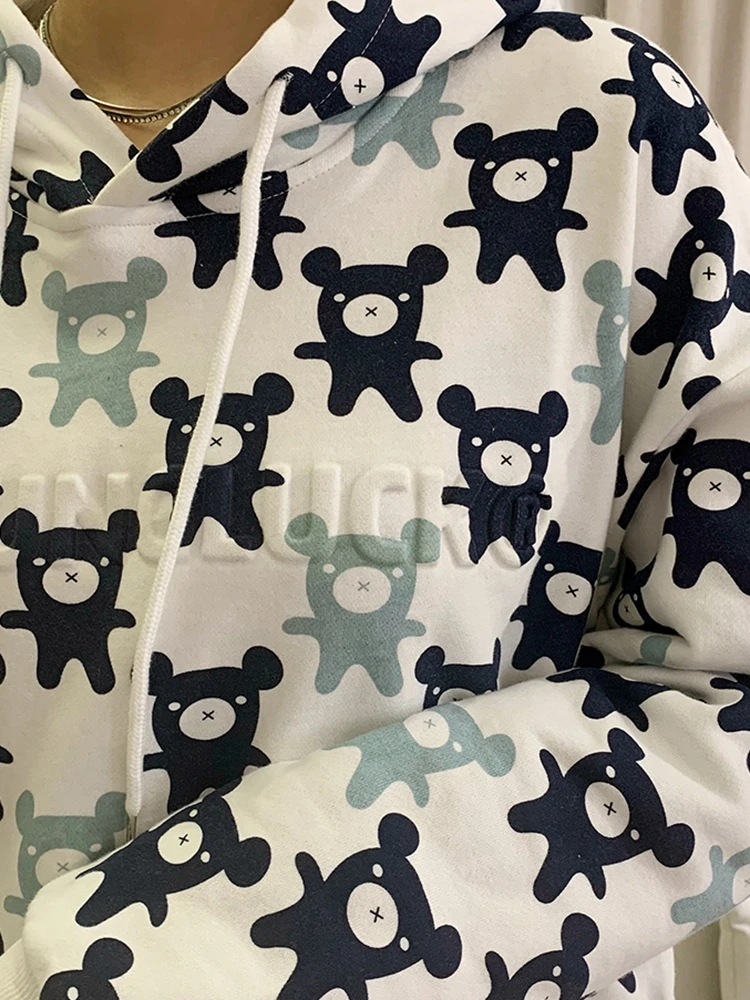 

2021 New Fashion Bear Autumn Hoodies Top Hoodie Womens Korean Style Streetwear Outdoor Clothing Sweatshirt Pullover Loose Warm