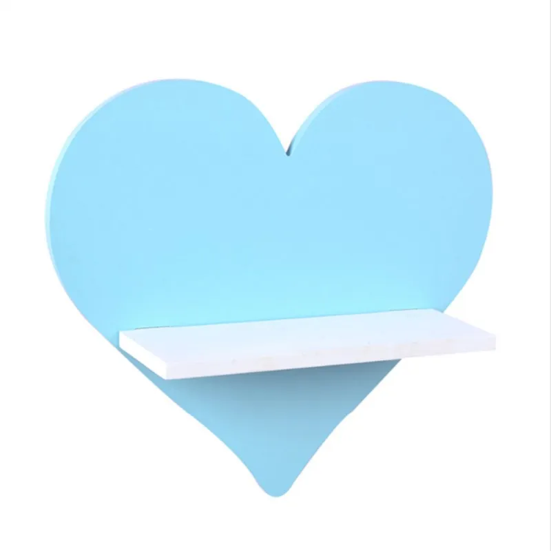 blue Heart INS в скандинавском стиле деревянная Автомобильная полка с сердечком для детской комнаты, настенные полки, детские игрушки, органайзер, держатель, реквизит для фотосессии - Цвет: blue Heart