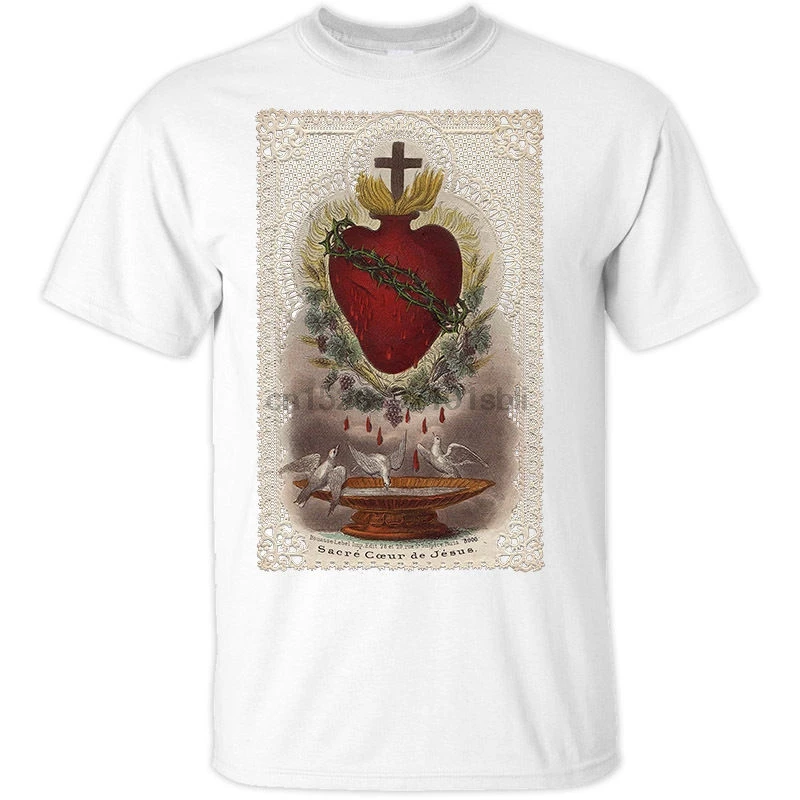 Священное Сердце Иисуса Кристиан футболка Размеры s S 5XL звездного неба сине белые