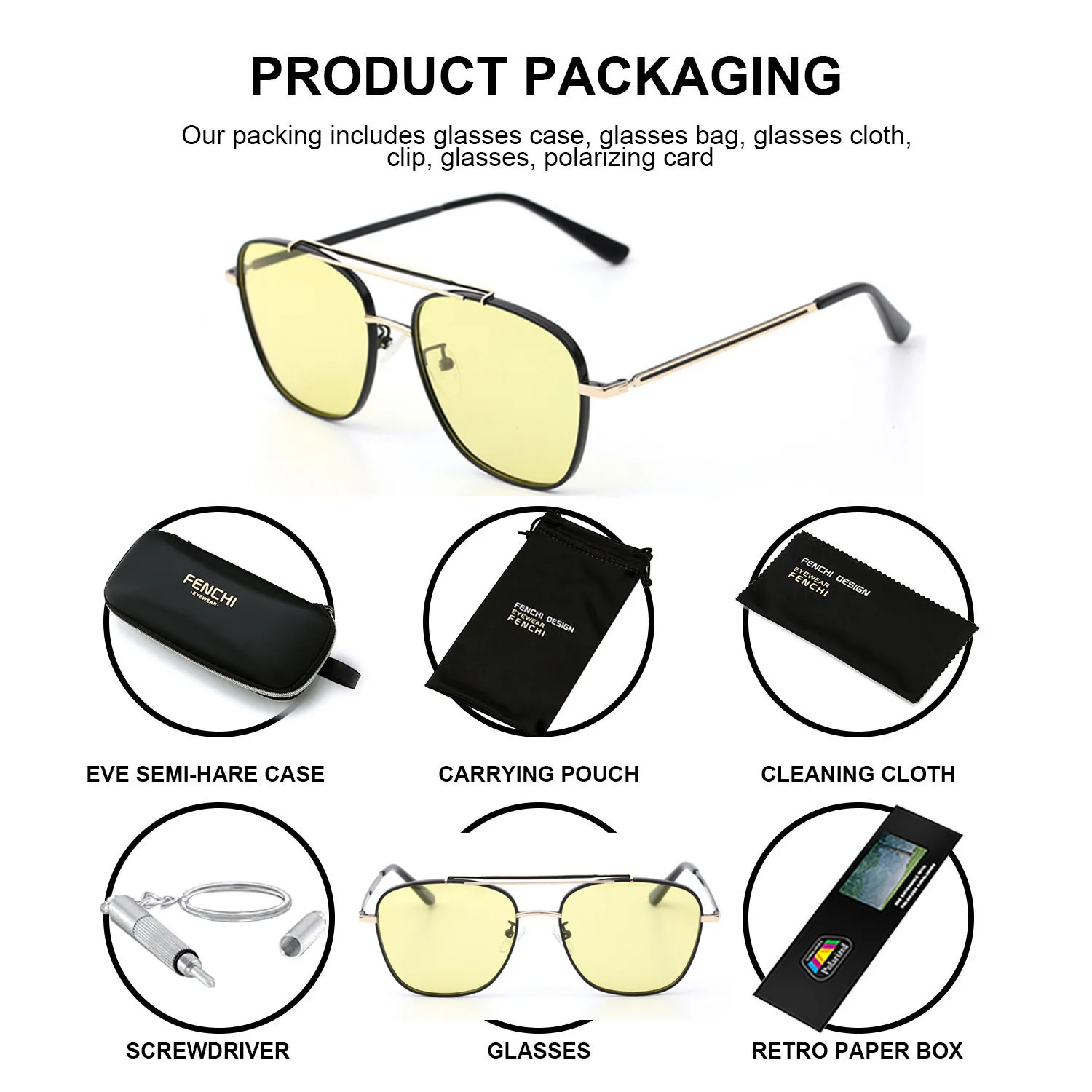 Женские и мужские очки ночного видения FENCHI розовые затемненные солнцезащитные в