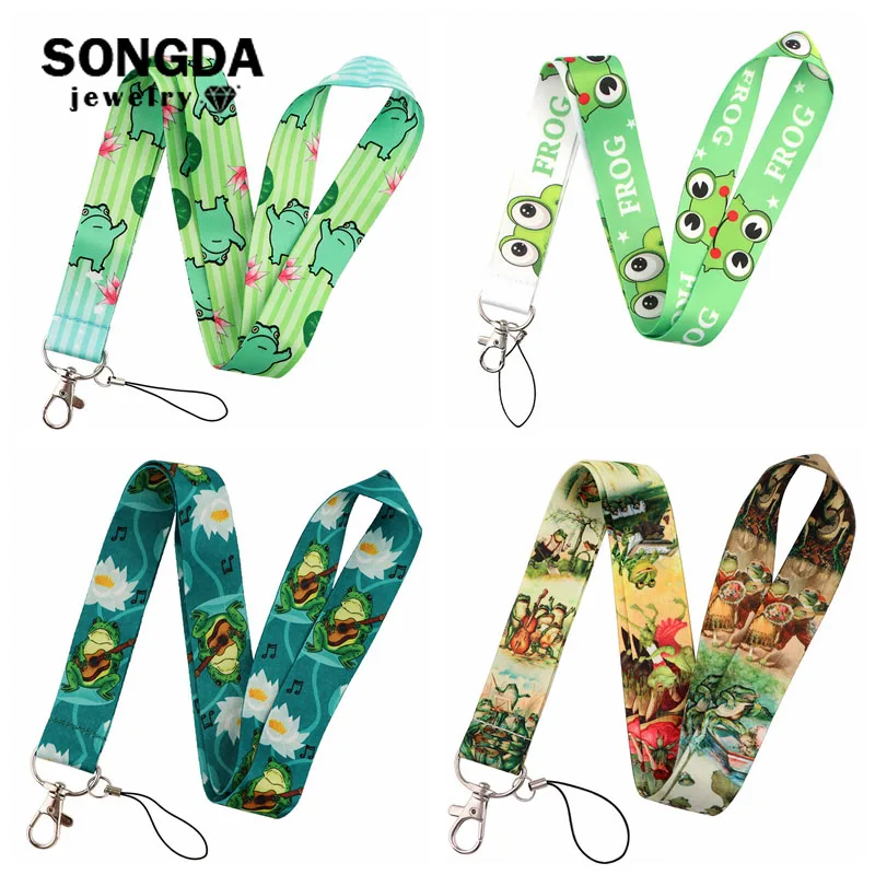 

Брелок для ключей, Забавный милый шнурок в виде лягушки, с мультяшным принтом животных, с лентой, для ключей, для удостоверения личности, для ...