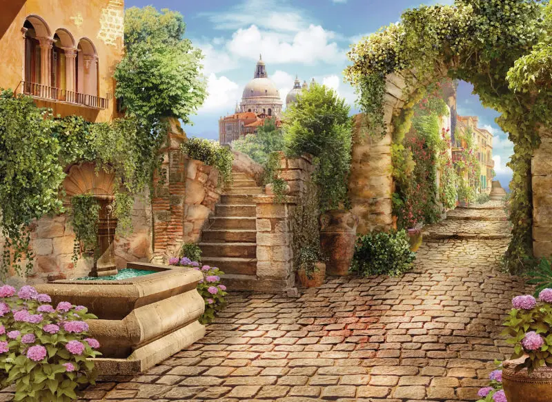 

JMINE Div 5D Street Flower Garden Country Full Diamond Painting cross stitch kits art Scenic 3D paint by diamonds