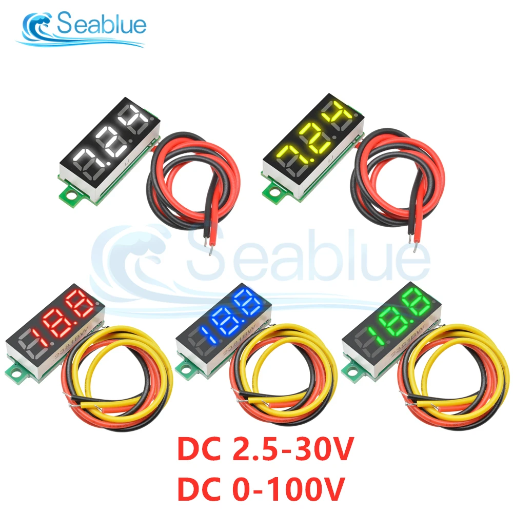 

0.28 inch DC LED Digital Voltmeter 0-100V Voltage Meter Auto Car Mobile Power Voltage Tester Detector 12V Red Green Blue Yellow