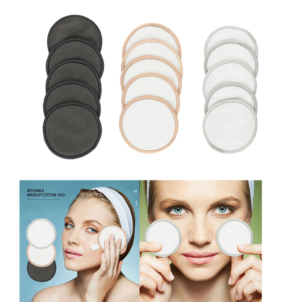 

5 Pc Reusable Makeup Remover Pads Organic Cotton Rounds Facial Clean Pads