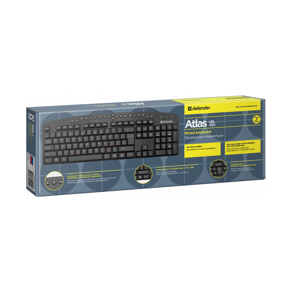 Клавиатура DEFENDER ATLAS HB-450 USB RU BLACK 45450 | Компьютеры и офис