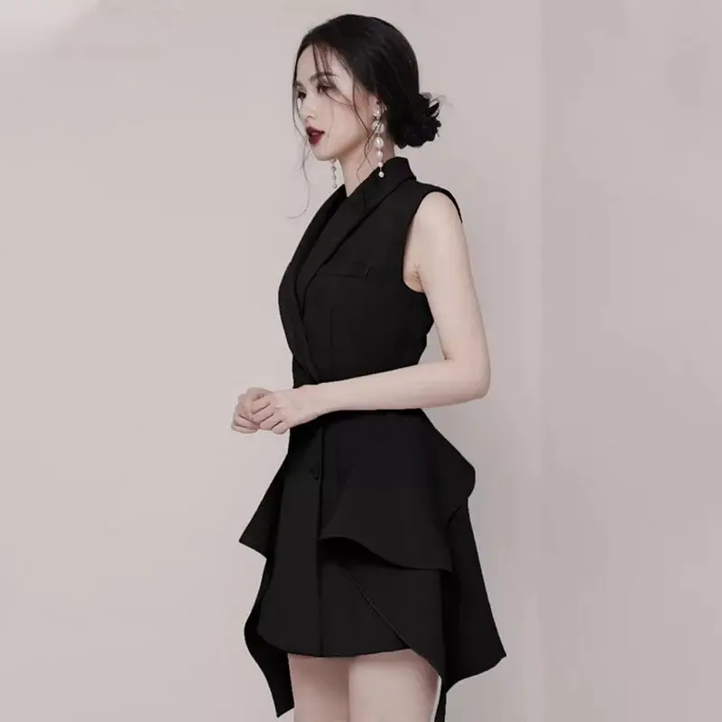 JSXDHK Мода для подиума Сезон весна лето Платье с асимметричным подолом женщин