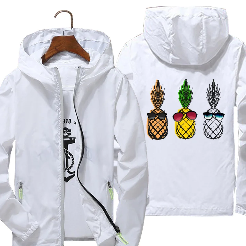 

summer hot Pineapple Beach Sun Pop Art cool glaces Windbreaker jacket Reflective Skin Sun Spring Autumn brand jacket printing