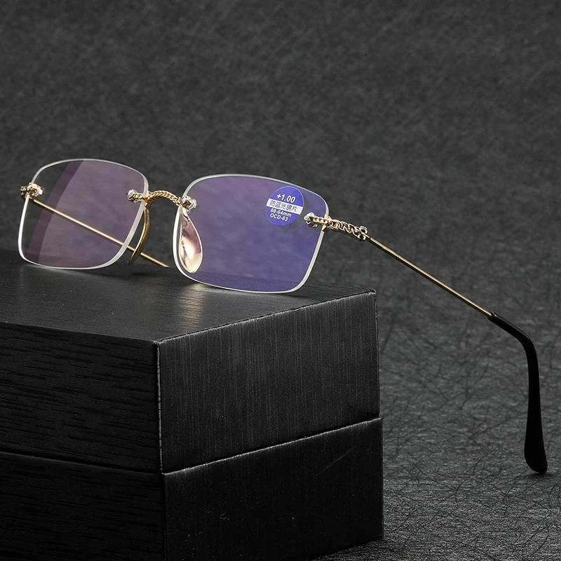 Новые модные квадратные очки для чтения женщин винтажные металлические мужские +