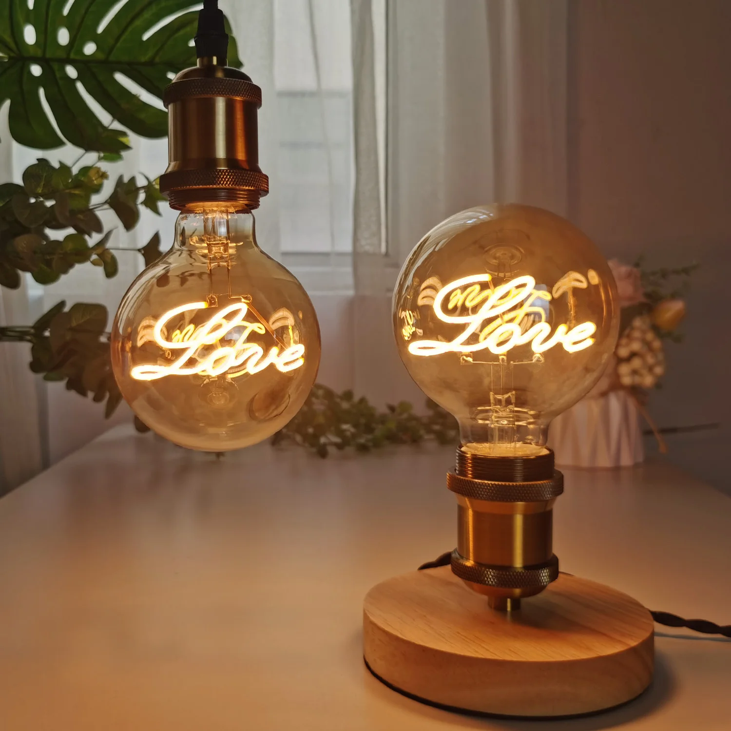 

TIANFAN Edison Ampoule Led E27 Globe G95 Light Dimmable 4W 220V Love Filament Mood Bulb Super Yellow Warm For Decoration