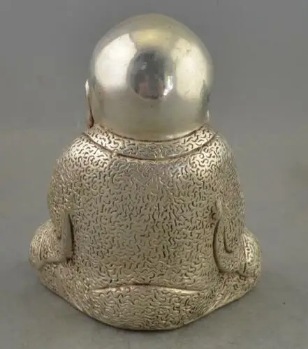 Chinese Buddhism Silver Sit Arhat Damo Bodhidharma Dharma Buddha Statue | Дом и сад