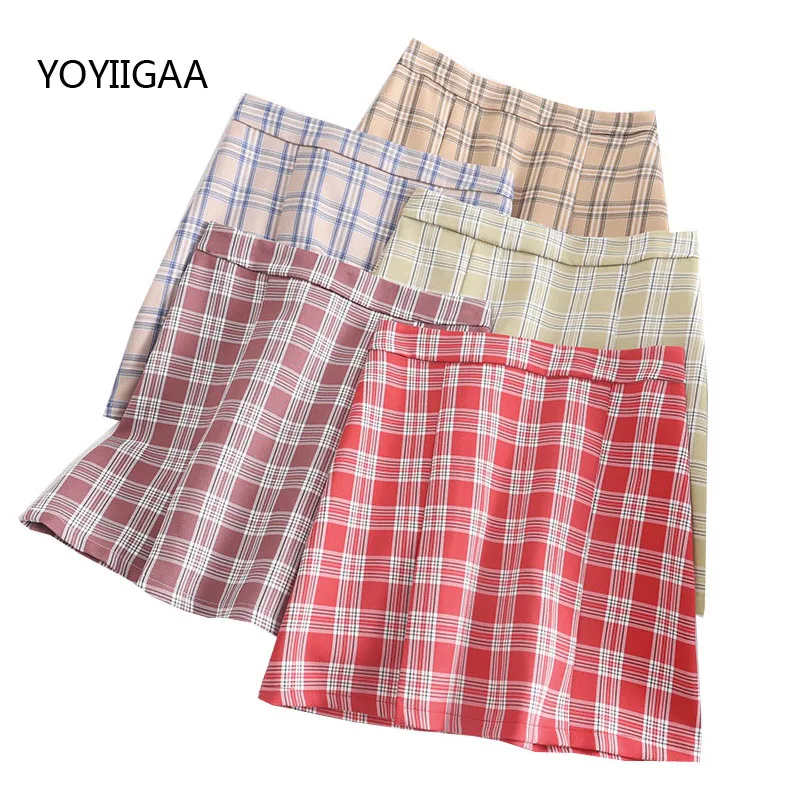 Клетчатые юбки карандаши женские летние мини короткие повседневные