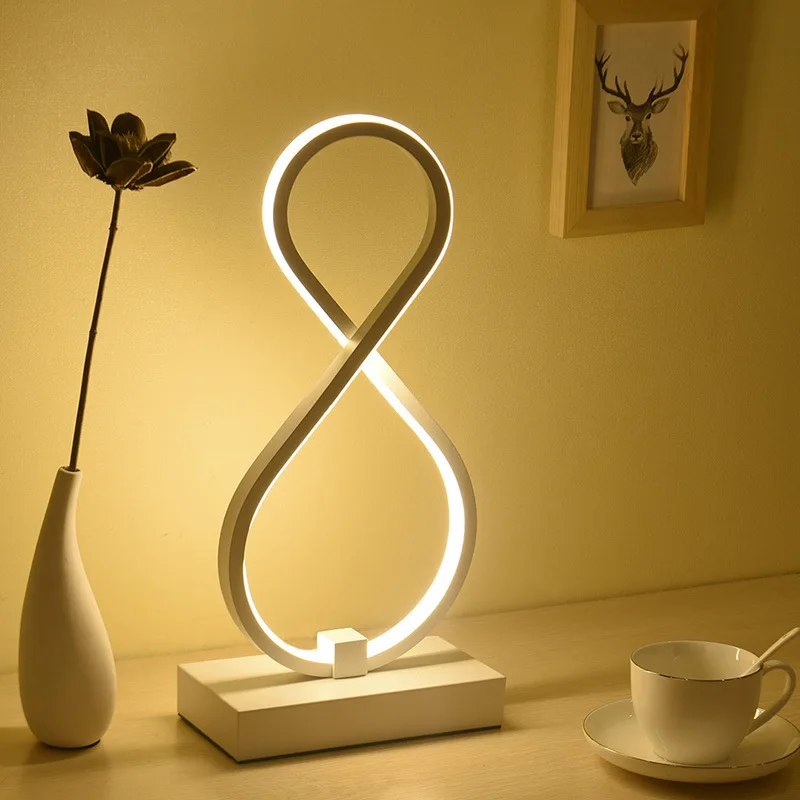 

LED Spiral Table Lamp Curved Desk Bedside Lamp White Light Warm Light Touch Dimming Desk Lamp For Living Room Reading Home Decor