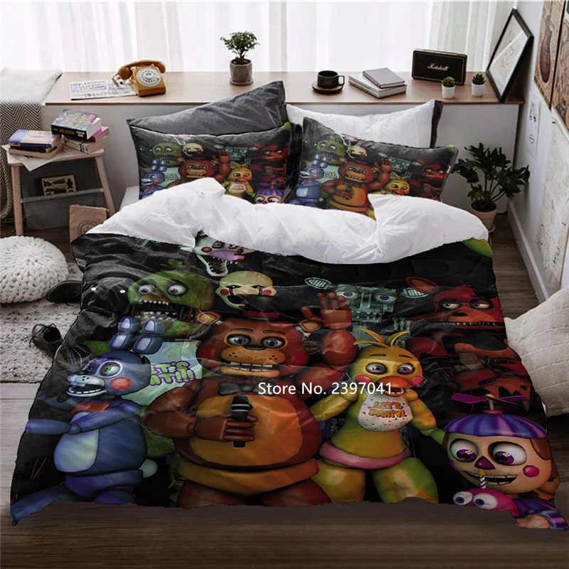 

3D Digital Print Cute Teddy Bear Bedding Set High Quality Student Bedroom Cartoon Cartoon Covered Pillow Cover Home Textile