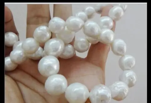 

elegant 11-12mm natural white pearl necklace 18inch