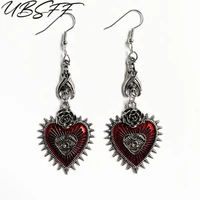 gothic punk evil eye rose wing flower red oil drip heart drop earrings plant earrings gifts for women unique jewelry 2021 gifts