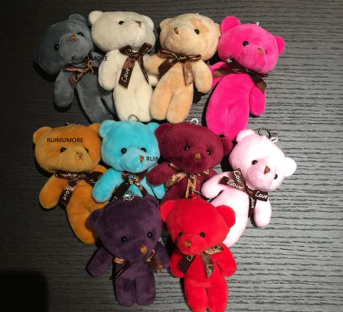 1piece random color Много цветов-Горячая Свадьба Bowknot медведь чучело плюшевая игрушка кукла, подарок брелок медведь детские игрушки - Цвет: 1piece random color