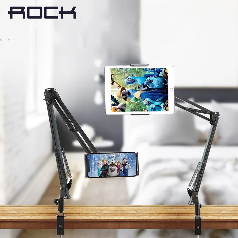 ROCK держатель планшета для iPad Pro Air Mini Tablet складной ленивый Настольный для iPhone XS Xiaomi зажим для смартфонов Подставка для планшета