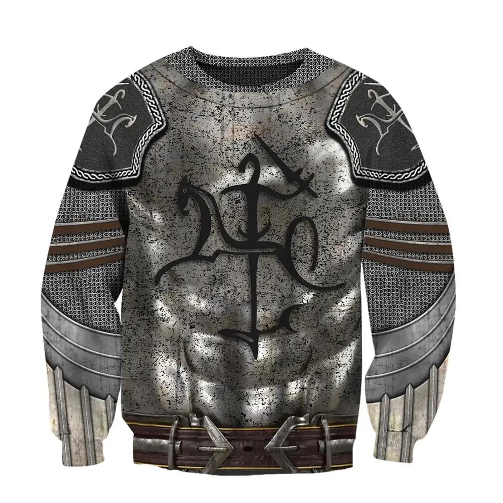 Худи мужское в стиле Харадзюку модная кофта с 3D-принтом армированный Рыцарь Воин