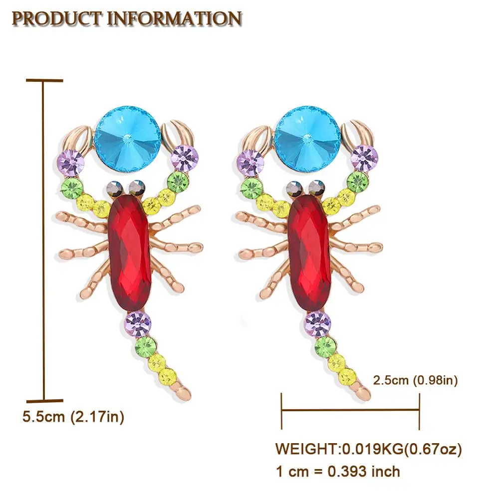 

Girlgo Unique Scorpion Scorpio Charm Dangle Earrings For Women 2020 Fashion Jewelry Colorful Crystal Statement Earring Wholesale