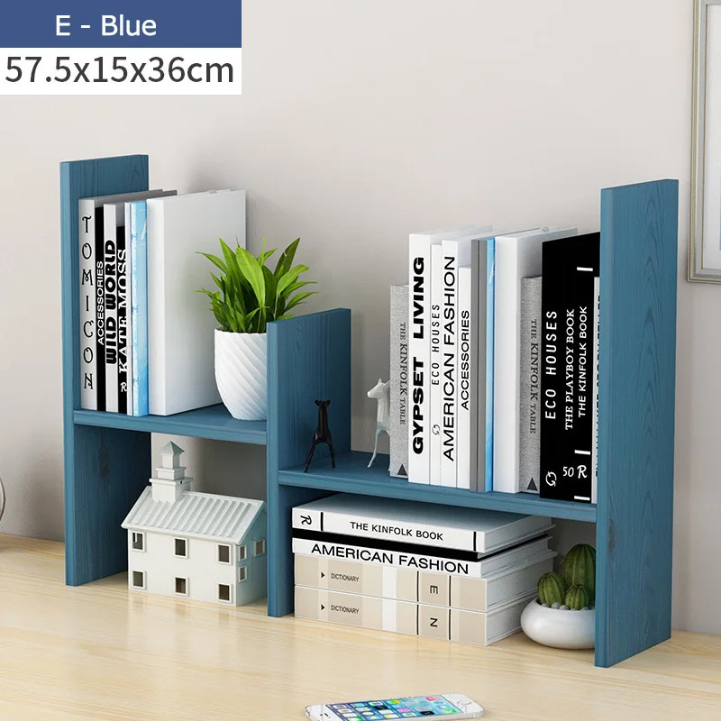 E-blue Креативный компьютерный стол книжная полка простая деревянная полка маленькая офисная рамка для хранения настольный книжный шкаф для офиса учебы мебель для дома - Цвет: E-blue