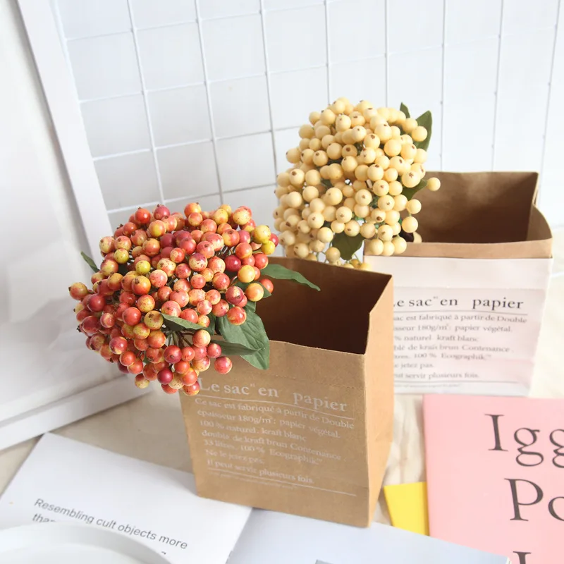 5pcs/lot Christmas Berry Red Beans For Home Party Decoration New Year Wedding Artificial Flower Foam Fake Plant Bouquet | Дом и сад