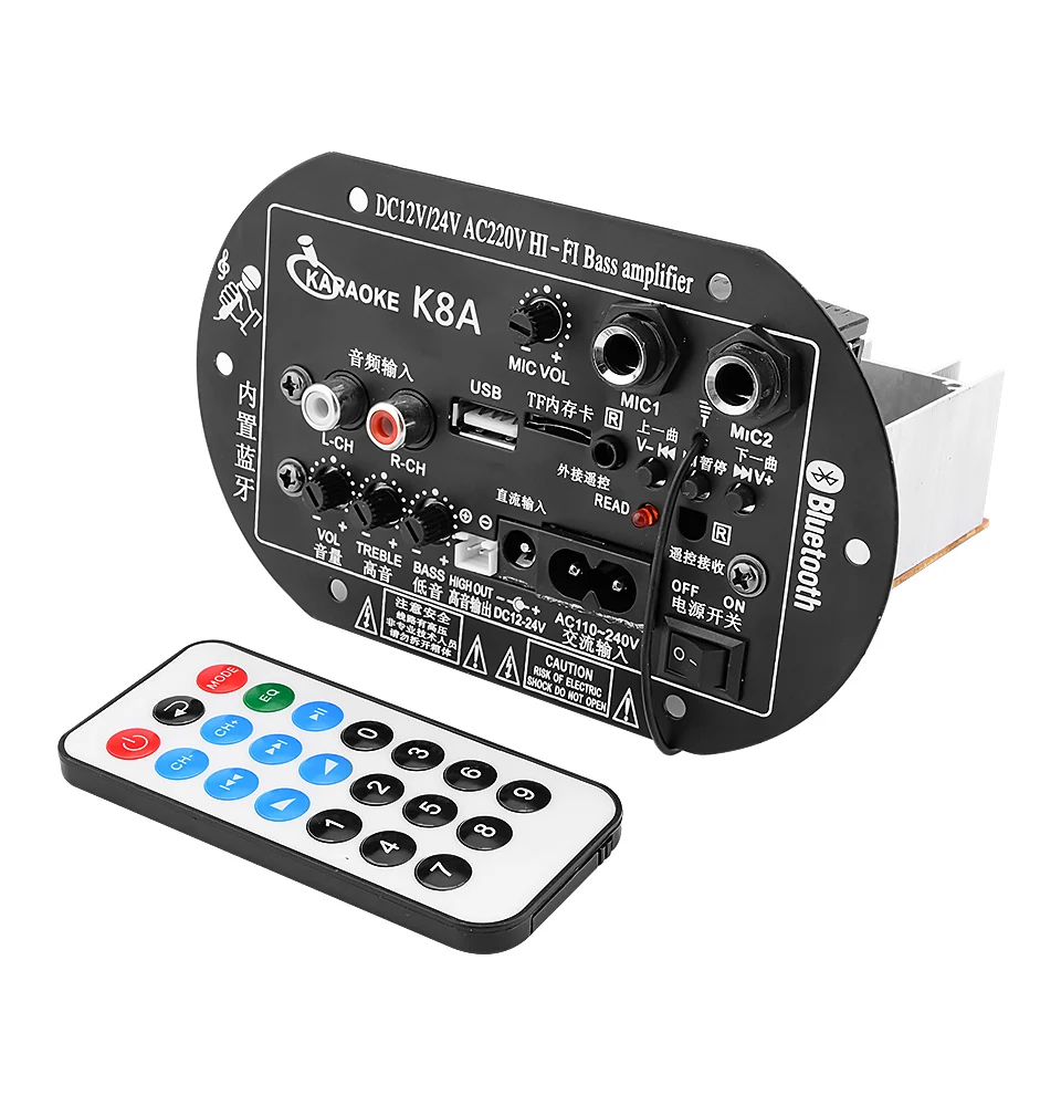 AOSHIKE, двойной микрофон, усилители Bluetooth, 12 В, 24 В, 220 В, сабвуферный усилитель, плата для 5-10 дюймов, сабвуферный динамик, сделай сам