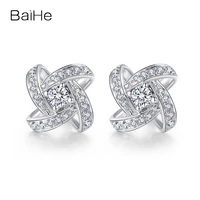 baihe solid 14k yellowrosewhite gold 0 30ct hsi natural diamonds earrings trendy fine jewelry windmill stud earrings girl