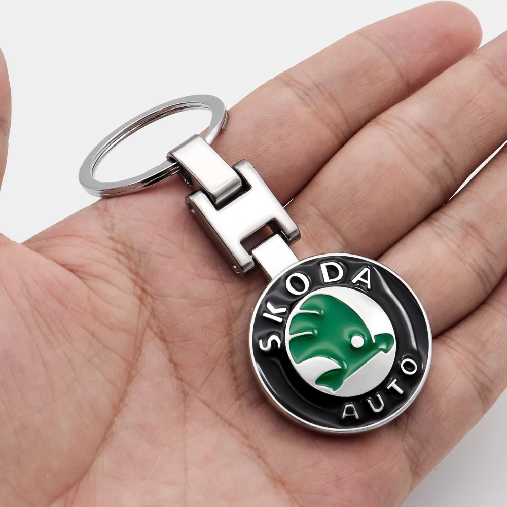 

1Pcs car metal double-sided 3D logo keychain key ring accessories for Skoda- Rapid GT Superb Fabia Kodiaq Octavia kamiq KAROQ