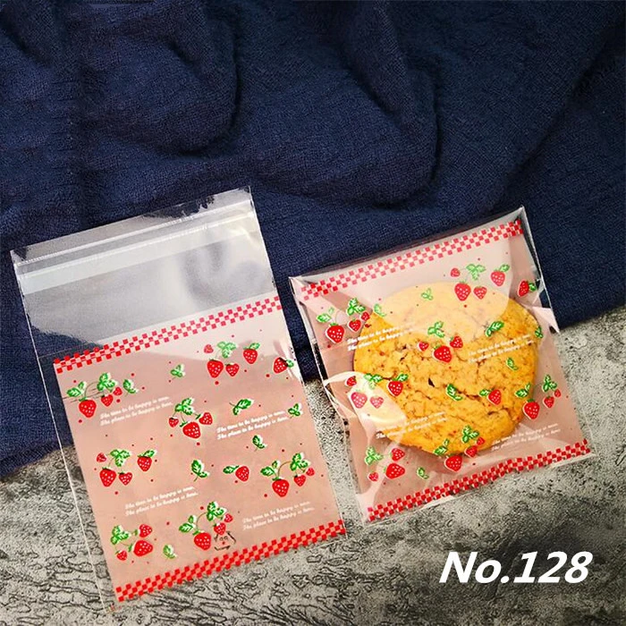 LBSISI Life 100 шт. 7x7+ 3 см самоклеющиеся пакеты конфеты из нуги печенья Упаковка OPP ювелирные изделия подарок поли маленькие пластиковые пакеты для мыла - Цвет: Strawberry