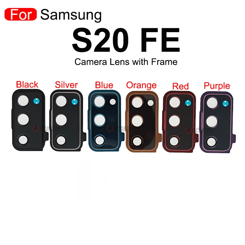 Для Samsung Galaxy S20 FE S20fe задняя камера Объектив Стекло с рамкой и клейкой наклейкой