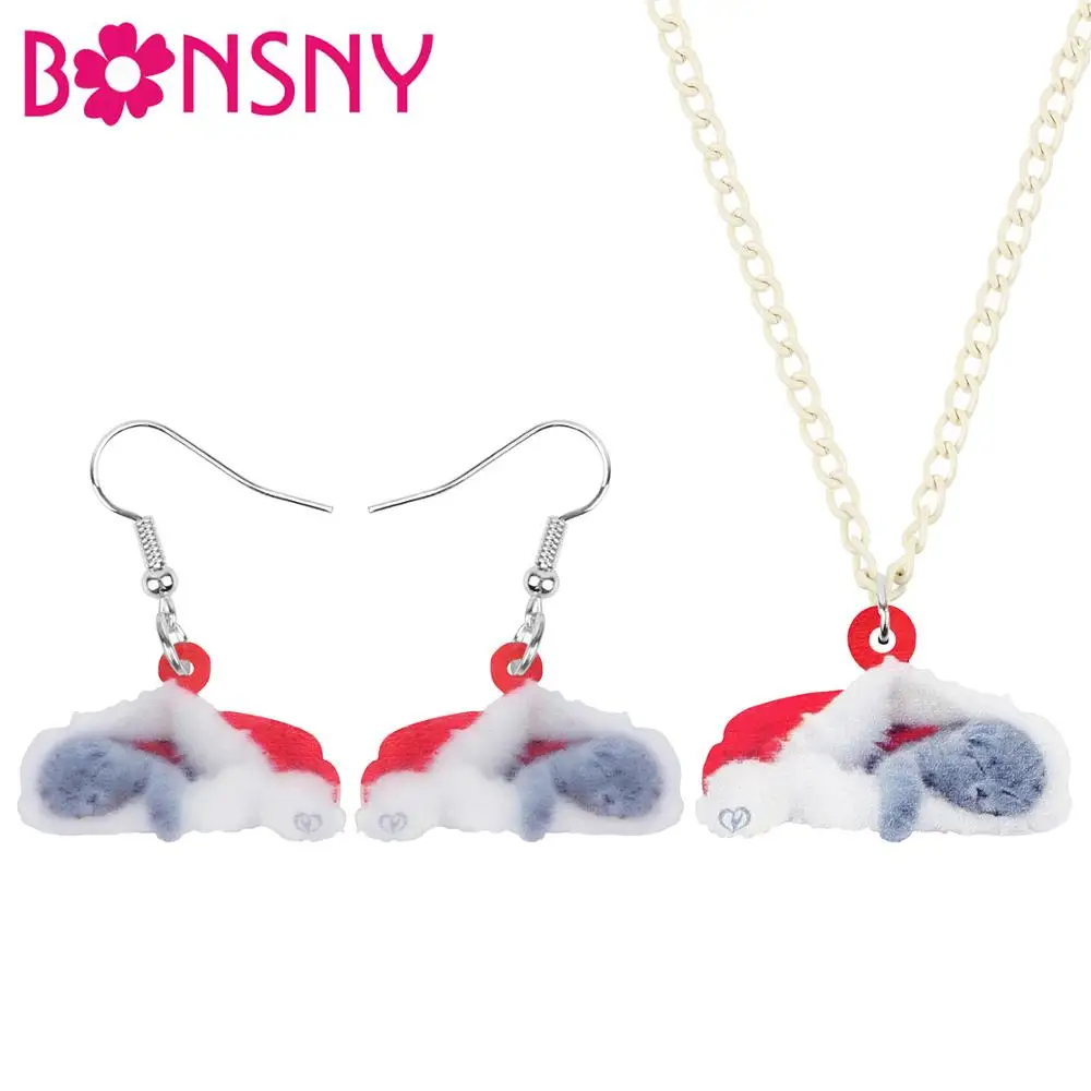 Bonsny Акриловая Рождественская шляпа шотландская Складная кошка Ювелирные наборы