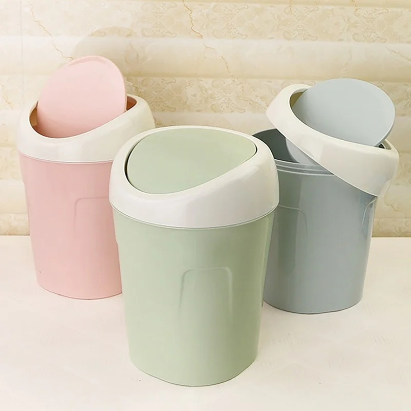 

Desktop Waste Bins Trumpet Desktops Mini Creative Covered Kitchen Living Room Trash Can Rolling Cover Type OfficeDesktop Dustbin